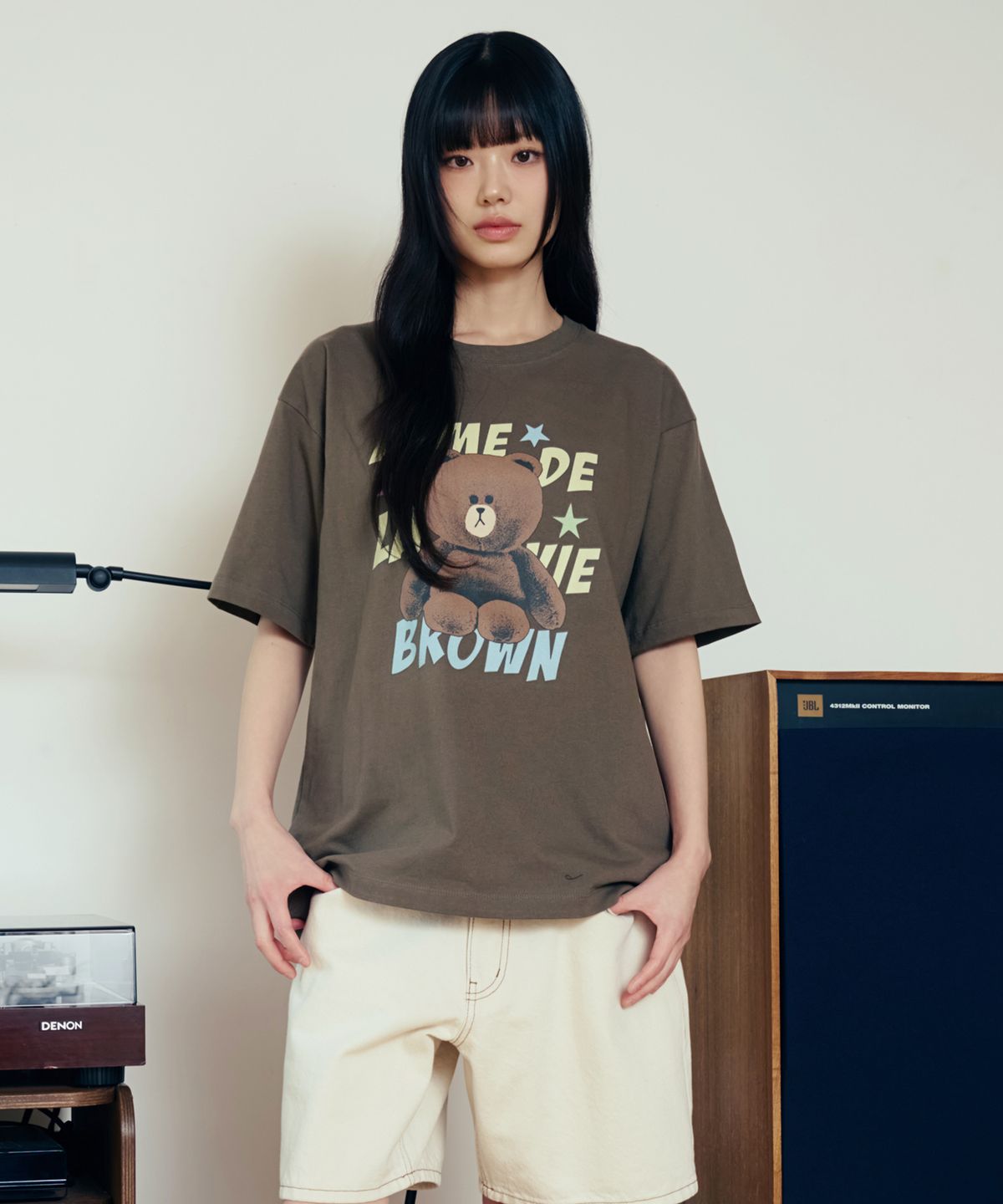 아크메드라비(ACME DE LA VIE) LINE FRIENDS BROWN STAR SHORT SLEEVE T-SHIRT