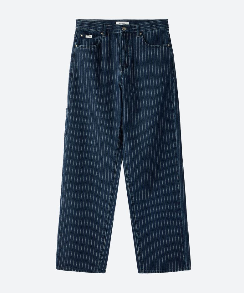 M.C UNISEX, Loose-Fit Pinstripe Denim Pants / DARK INDIGO