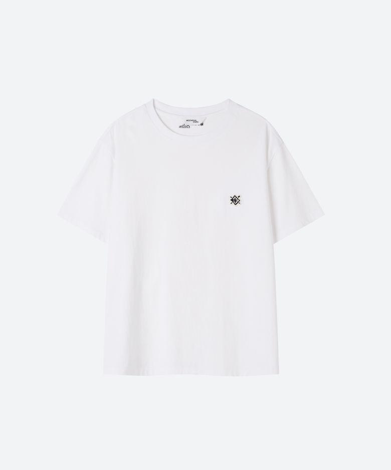 M.C UNISEX, Small Argyle Patch T-Shirt / WHITE