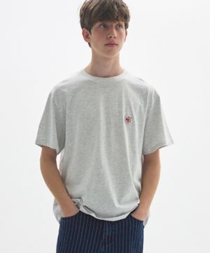 M.C UNISEX, Small Argyle Patch T-Shirt / MELANGE GRAY