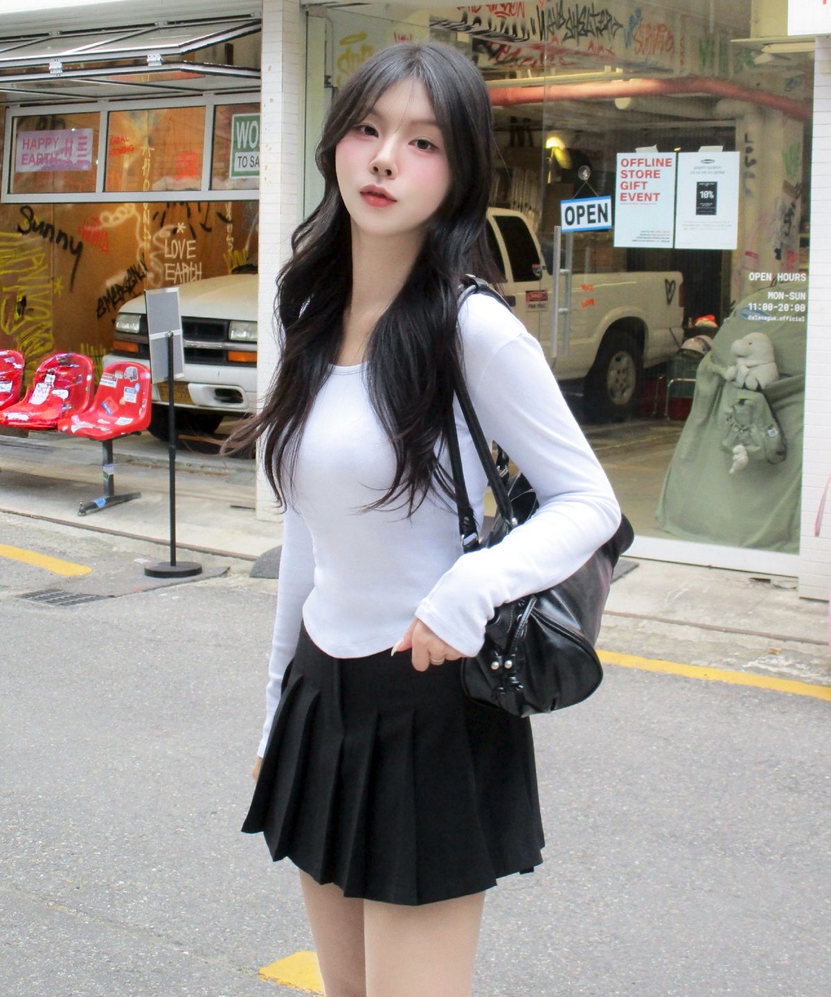 로아드로아(ROIDESROIS) 프레피 플리츠 테니스 미니스커트 (블랙)