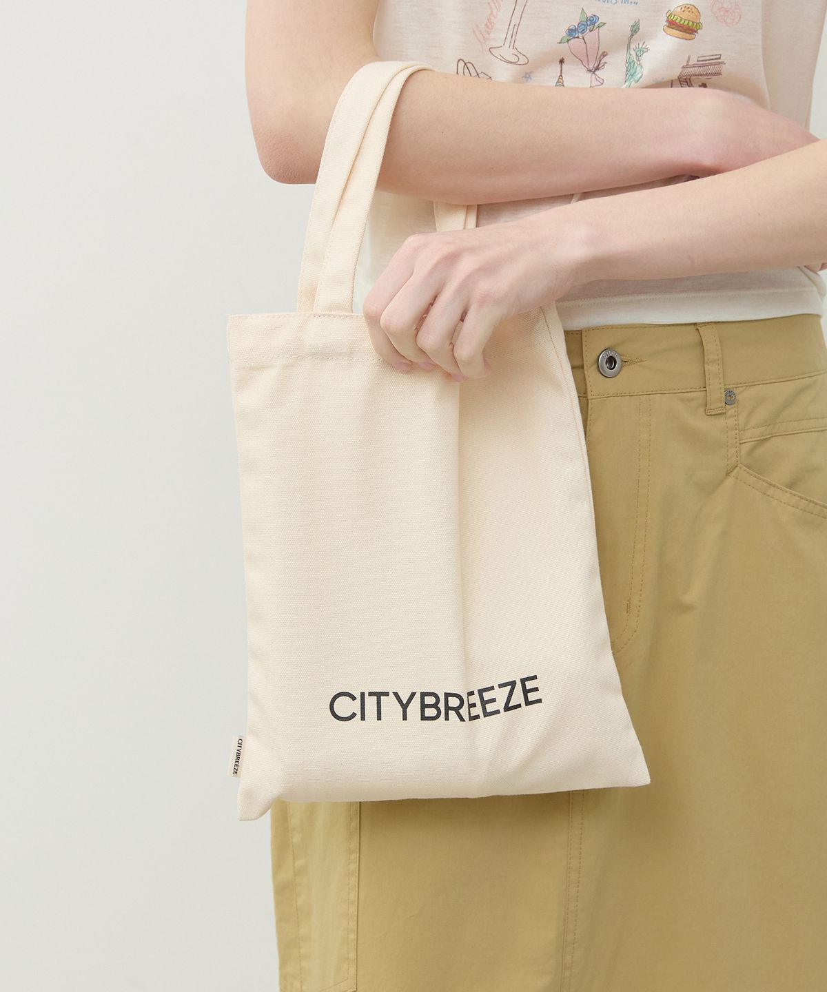 시티브리즈(CITYBREEZE) 시티 로고 미니 에코백_IVORY