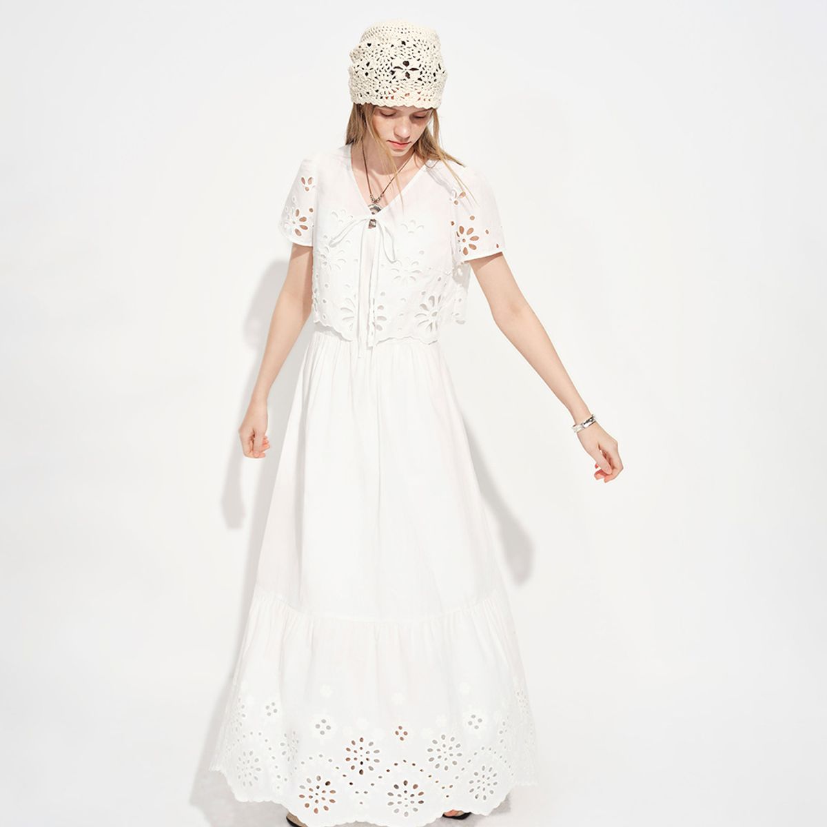 웬스데이딜라잇(WEDNESDAY DELIGHT) WD_Crochet cardigan and dress set