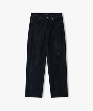 [26SS] LMS23772 다크네이비 세미 와이드핏 워시드 플로킹 데님 팬츠