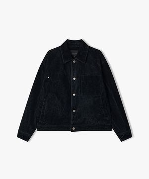 [26SS] LMS32772 다크네이비 벨벳 플로킹 데님 트러커 자켓