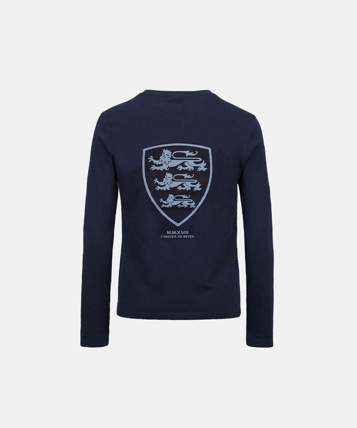 배드블러드(BADBLOOD) Mystic Shield Print Fitted Long Sleeve T-Shirt - Navy