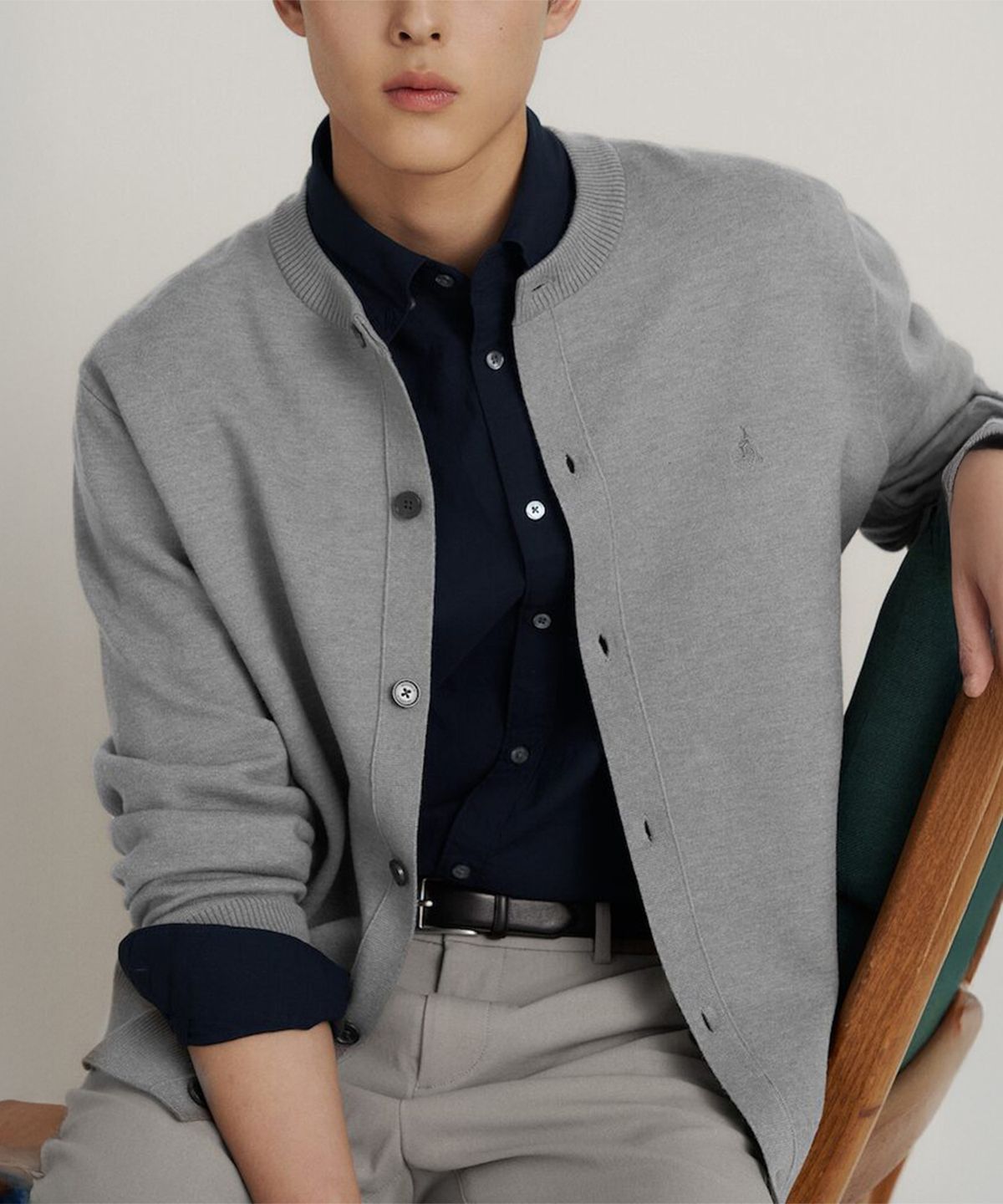 빈폴 멘(BEANPOLE MEN) 베럴비 라운드 카디건  그레이