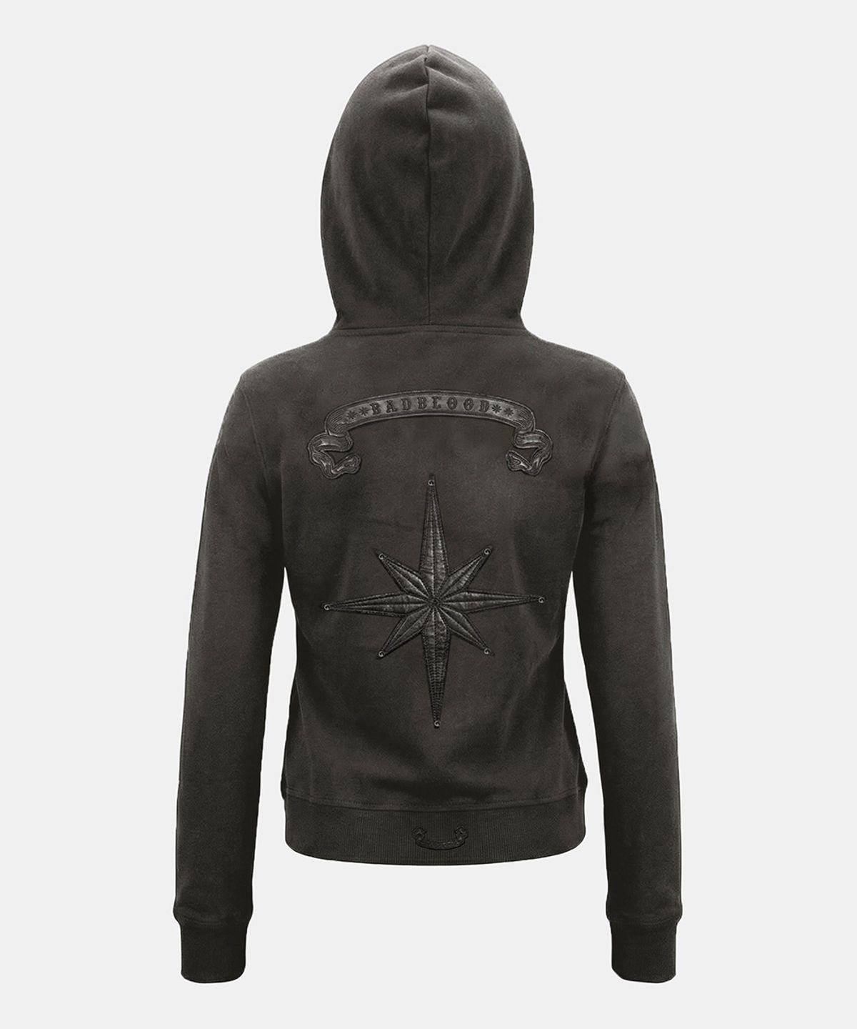 배드블러드(BADBLOOD) Cosmo Embroidered Slim-Fit Zip-Up Hoodie - Charcoal