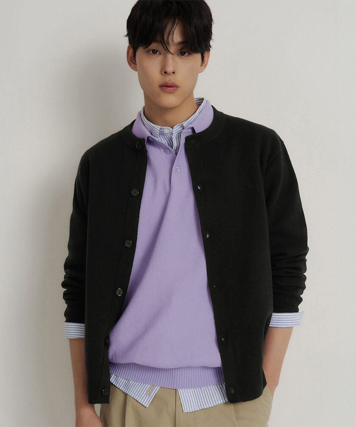 빈폴 멘(BEANPOLE MEN) 베럴비 라운드 카디건  블랙