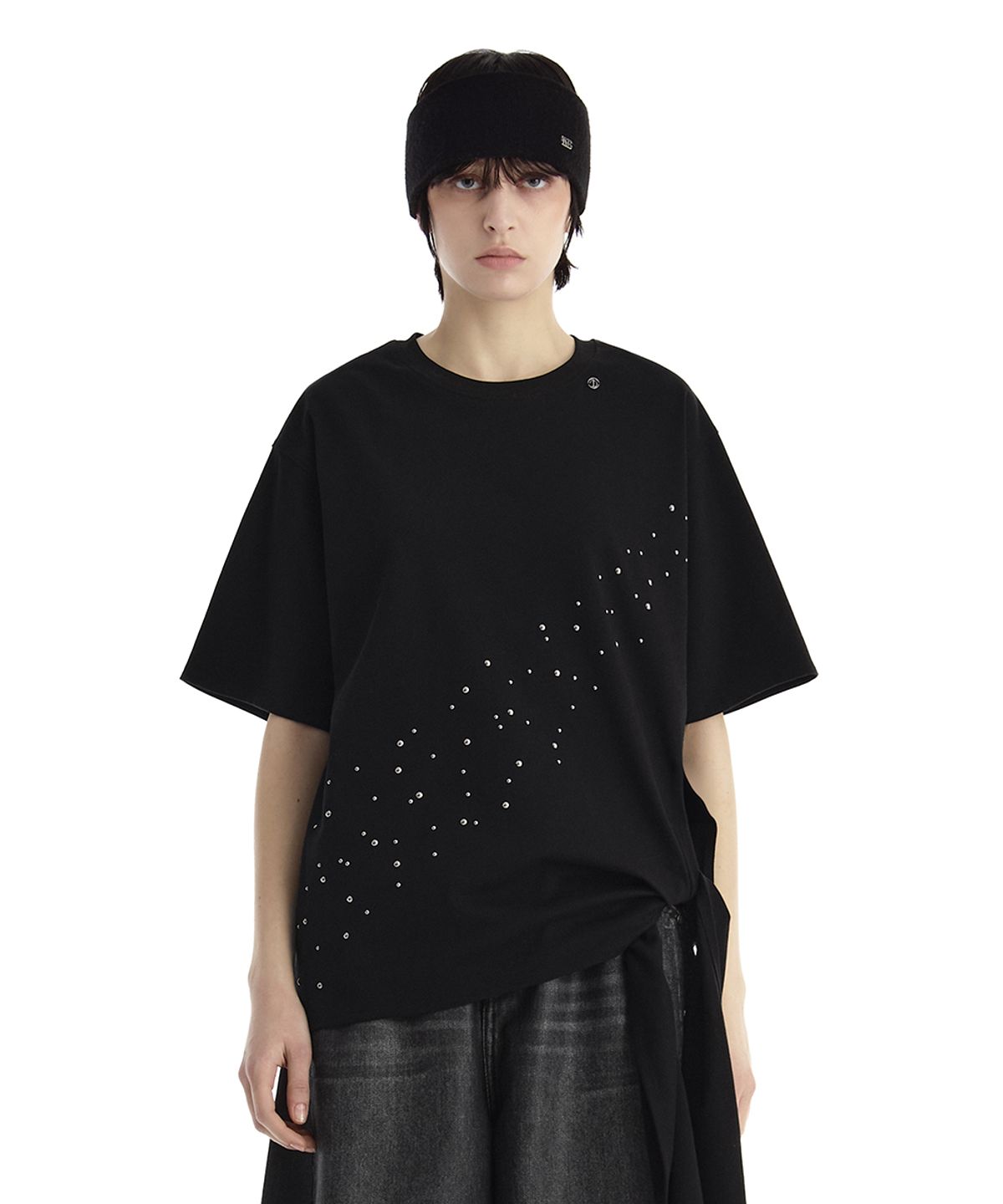 트리밍버드(TREEMINGBIRD) Diagonal Spark T-Shirt [ Black ]