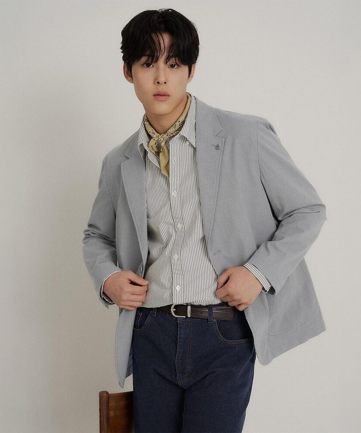 빈폴 멘(BEANPOLE MEN) 텍스처 셋업 재킷  그레이