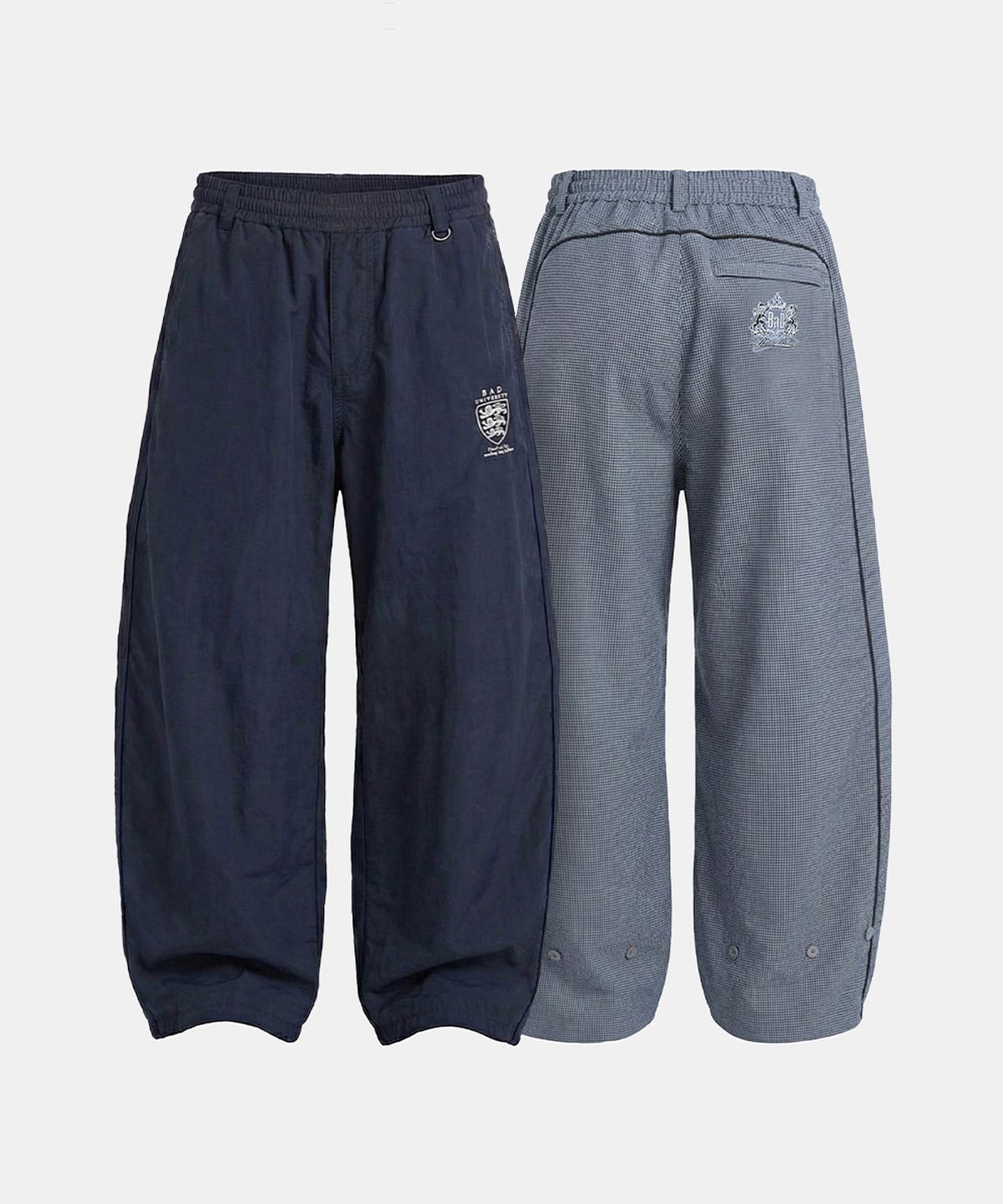 배드블러드(BADBLOOD) Shield-M Reversible Track Pants - Navy Check