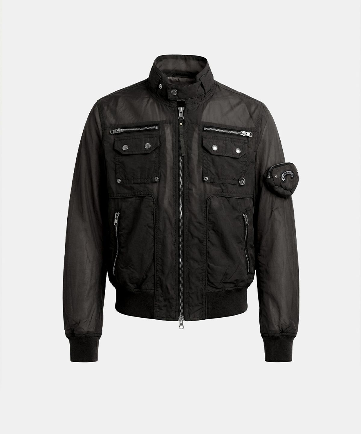 배드블러드(BADBLOOD) Daytona High-Neck Lightweight Nylon Bomber Jacket - Black