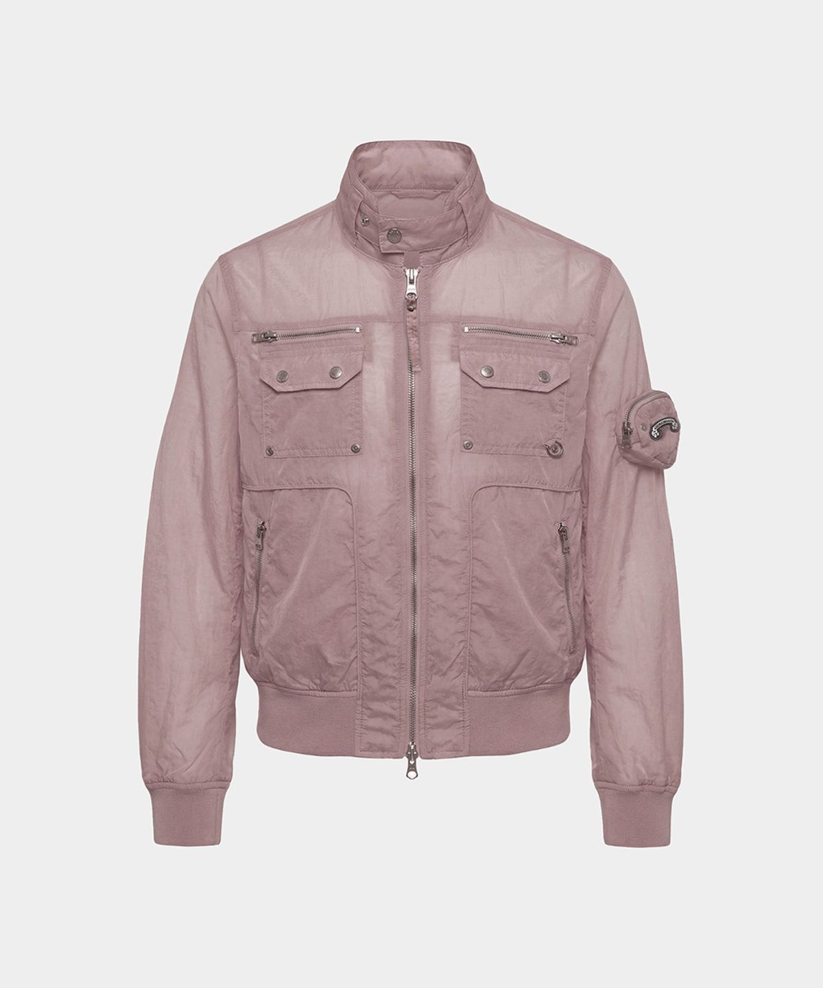 배드블러드(BADBLOOD) Daytona High-Neck Lightweight Nylon Bomber Jacket - Pink