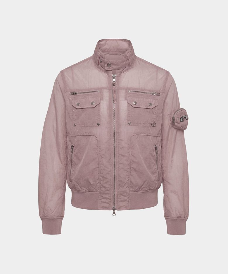 Daytona High-Neck Lightweight Nylon Bomber Jacket - Pink