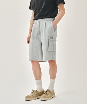CLASSIC LOGO CARGO SWEAT SHORTS heather gray