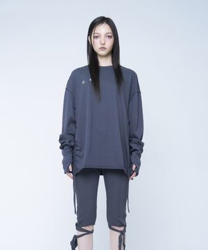 EYELET SWEATSHIRT - CHARCOAL