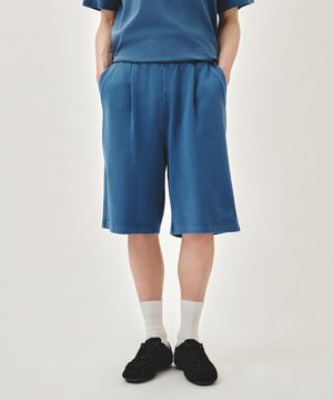 OUTLINE CLASSIC LOGO DYEING BERMUDA SWEAT SHORTS blue