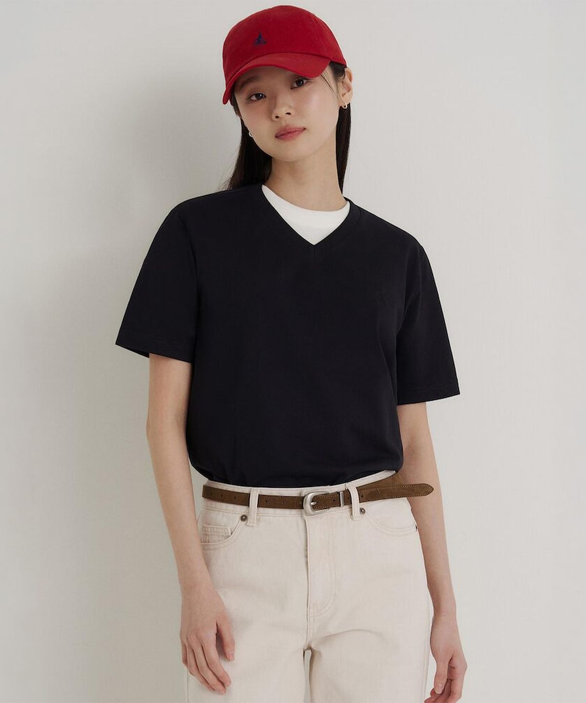 빈폴 멘(BEANPOLE MEN) 기본 브이넥 반소매 티셔츠  블랙