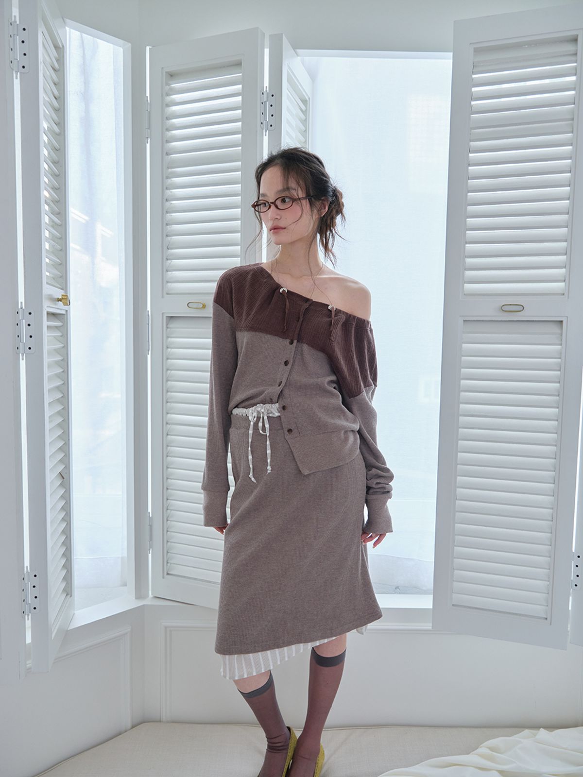 무음(MUWM) 더블 레이어 스커트 Double Layer Skirts (Oatmeal)