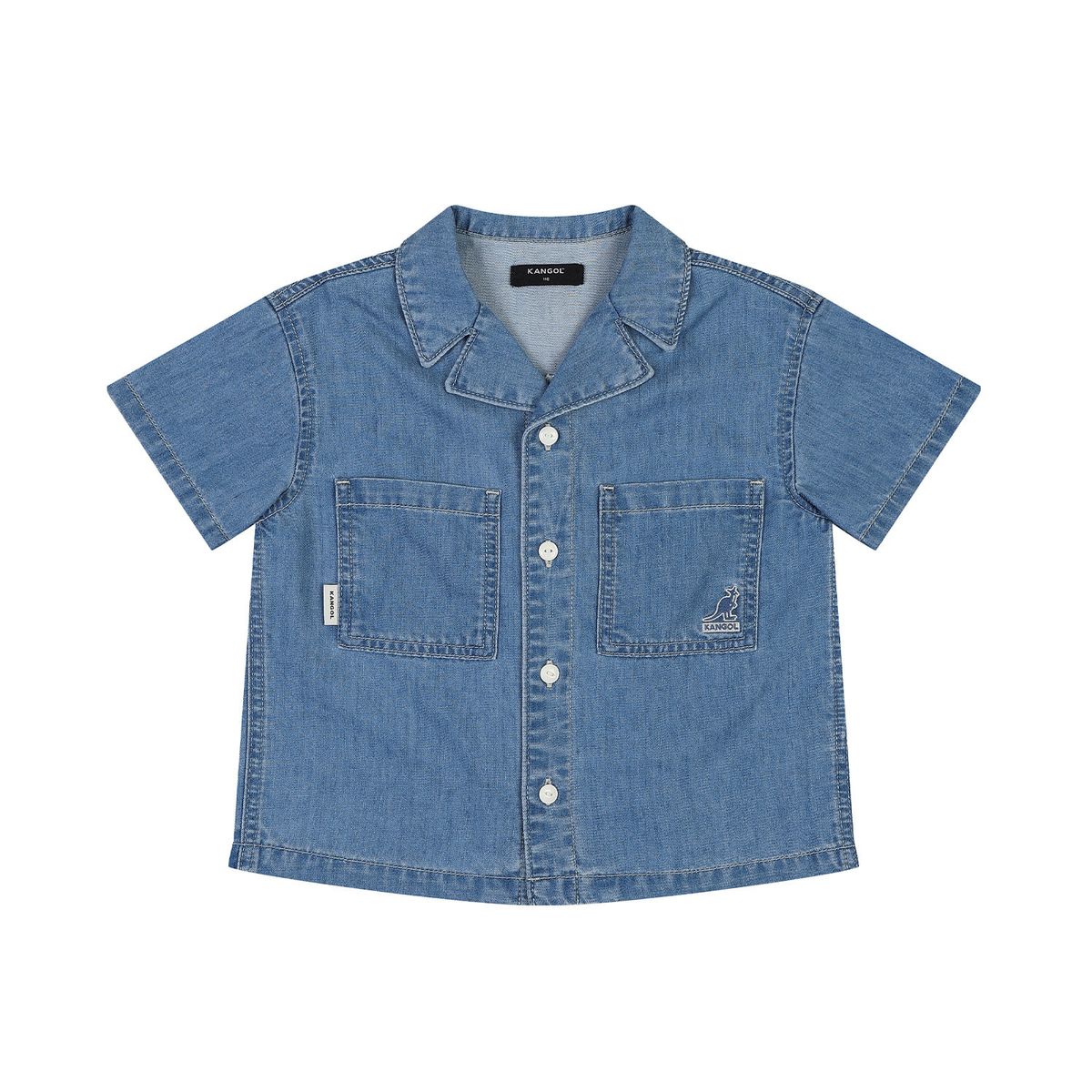 캉골키즈(KANGOL KIDS) 쿨 데님 숏 슬리브 셔츠 SB 0112 블루