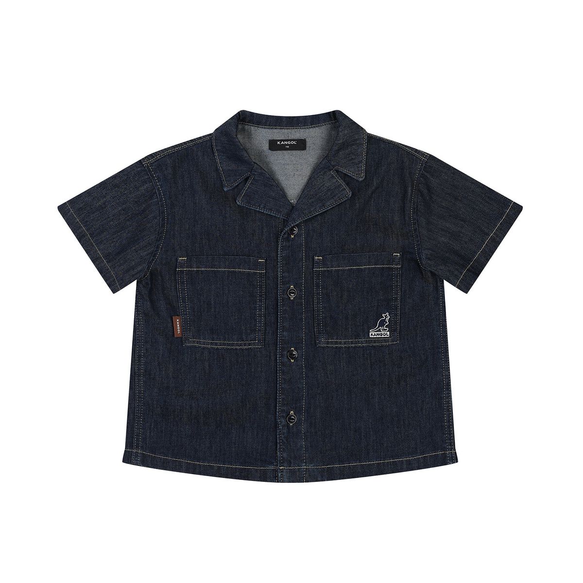 캉골키즈(KANGOL KIDS) 쿨 데님 숏 슬리브 셔츠 SB 0112 네이비