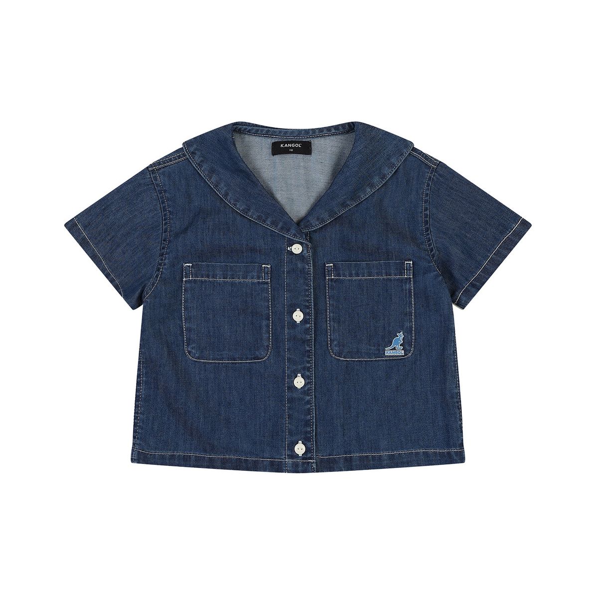 캉골키즈(KANGOL KIDS) 세일러 카라 쿨 데님 블라우스 SB 2113 다크 블루