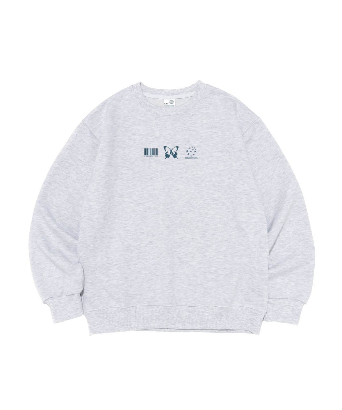 서울어패럴(SEOUL APPAREL) 스몰 버터플라이 로고 맨투맨 (라이트 그레이)