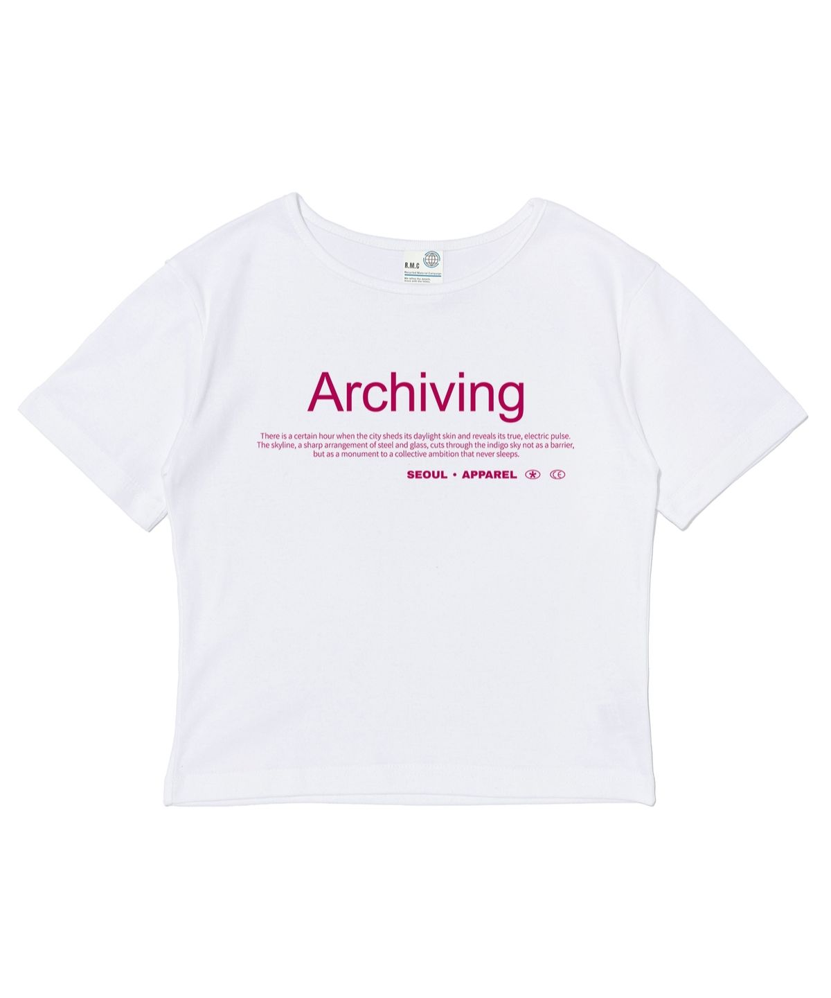 서울어패럴(SEOUL APPAREL) 아카이빙 레터링 로고 크롭 반팔 티셔츠 (화이트)
