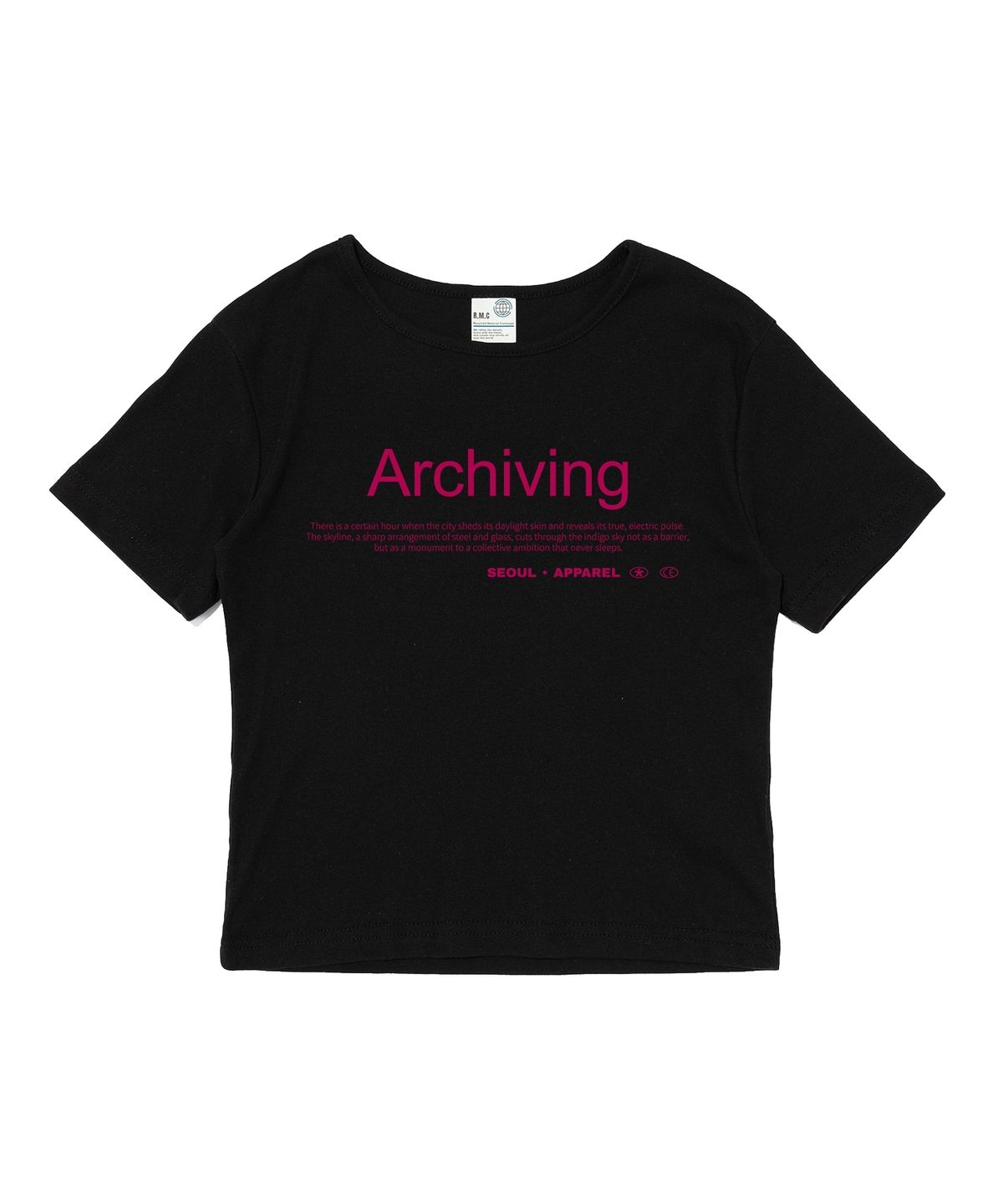 서울어패럴(SEOUL APPAREL) 아카이빙 레터링 로고 크롭 반팔 티셔츠 (블랙)