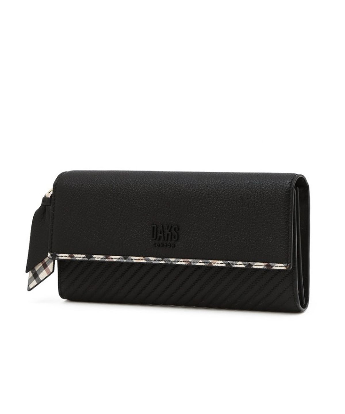 닥스 여성 액세서리(DAKS WOMENS ACCESSORIES) 버킹엄 블랙 로고장식 소가죽 장지갑_DCWA6E221BK