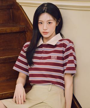 [고윤정 착장] SMALL CLASSIC LOGO PK COLLAR TEE stripe