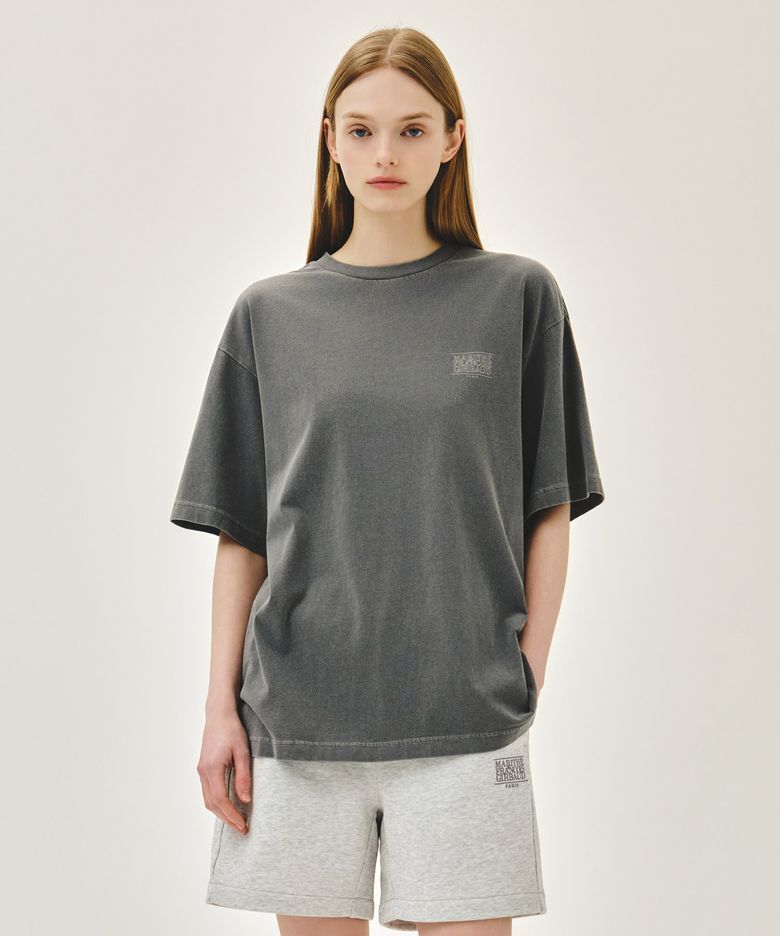 OUTLINE CLASSIC LOGO DYEING OVERSIZED TEE charcoal