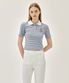 W STRIPE SLIM CROP COLLAR TEE light blue