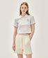 W STRIPE SLIM CROP COLLAR TEE ivory