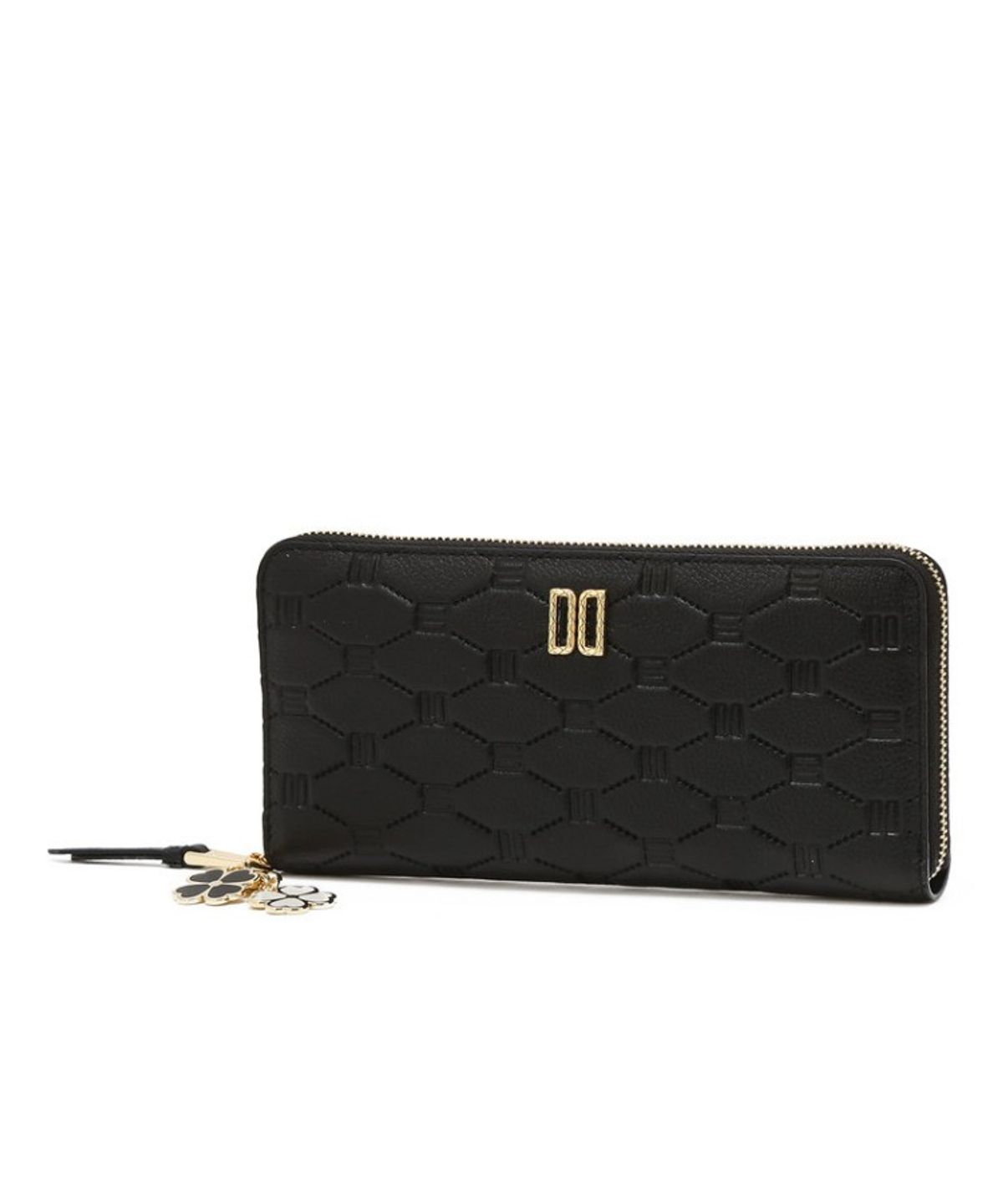 닥스 여성 액세서리(DAKS WOMENS ACCESSORIES) 엠블 블랙 DD로고 소가죽 지퍼돌이 장지갑_DCWA6E634BK