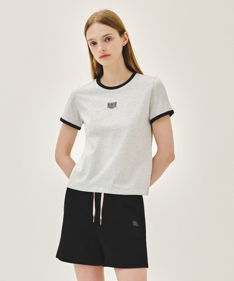 W CLASSIC LOGO RINGER TEE light heather gray