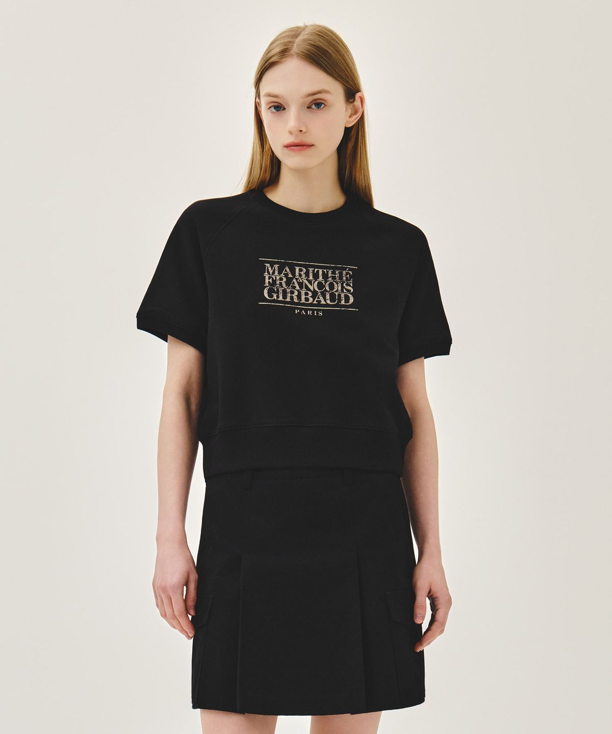 마리떼 프랑소와 저버(MARITHÉ + FRANҪOIS GIRBAUD) W VINTAGE CLASSIC LOGO HALF SWEATSHIRT black