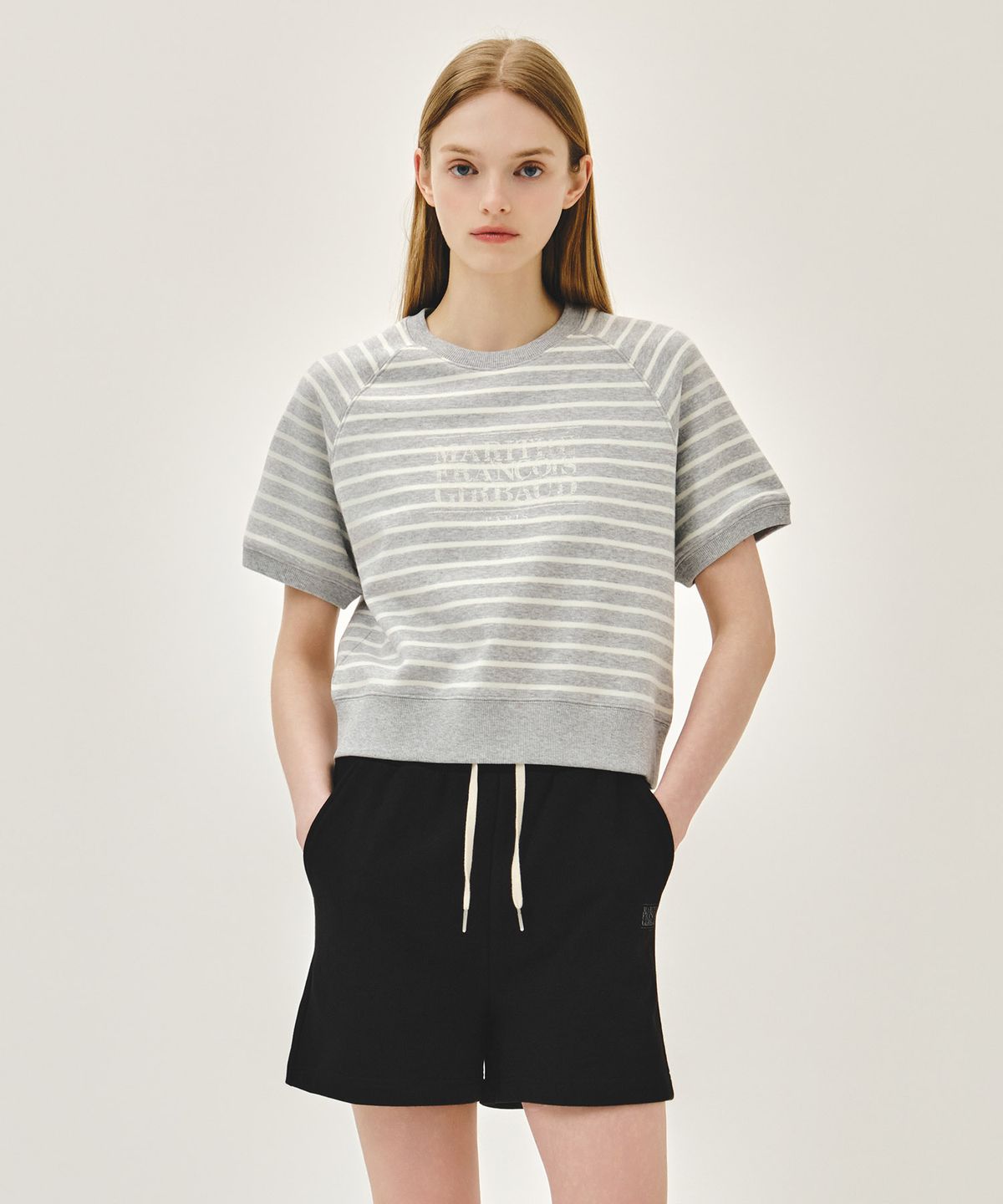 마리떼 프랑소와 저버(MARITHÉ + FRANҪOIS GIRBAUD) W VINTAGE CLASSIC LOGO HALF SWEATSHIRT melange gray