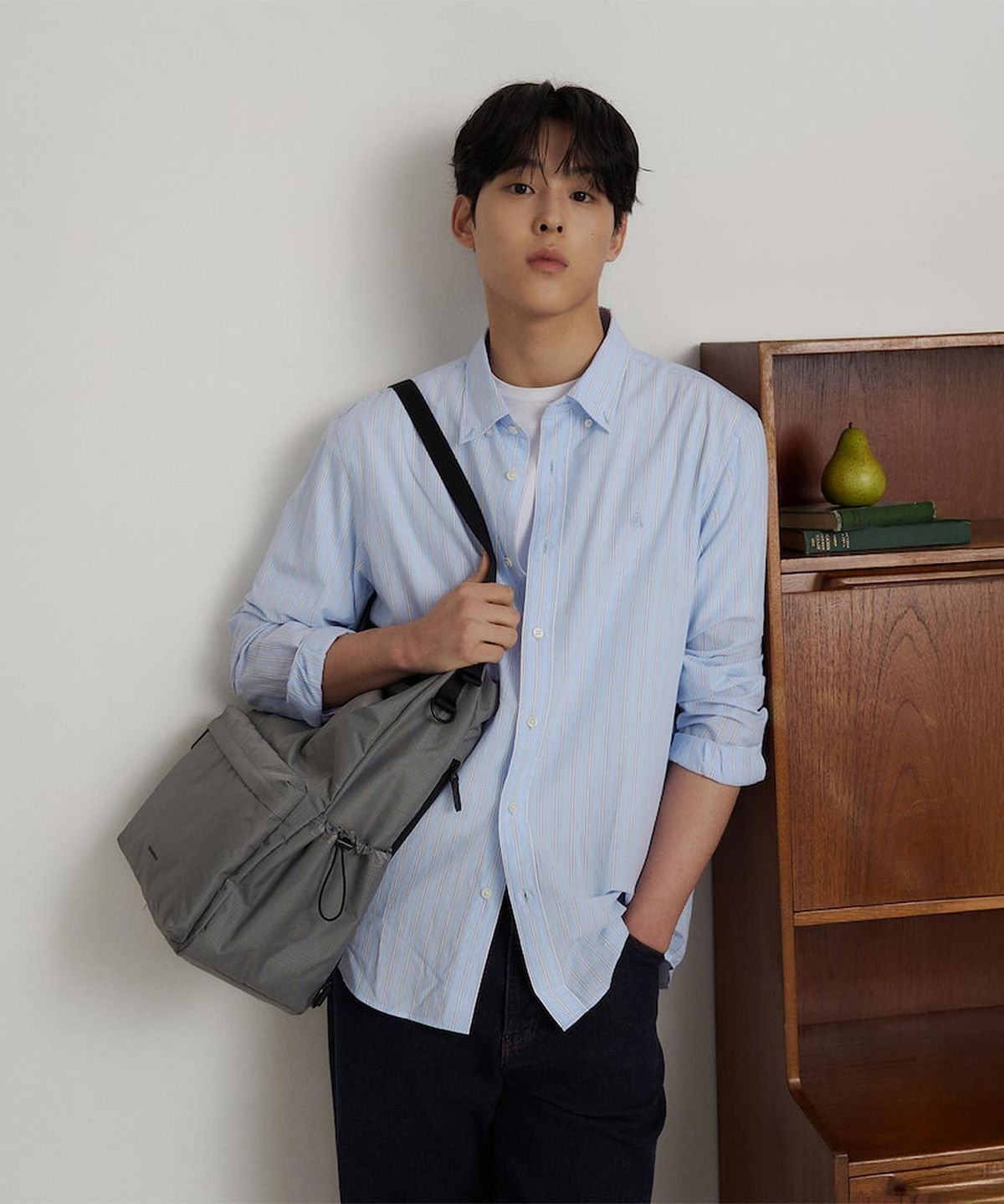 빈폴 멘(BEANPOLE MEN) 변형 스트라이프 셔츠  스카이 블루