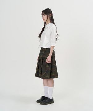 W 백 플랩 플레어 스커트 (KHAKI)