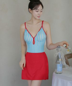 블루체크 원피스 수영복_블루스트라이프