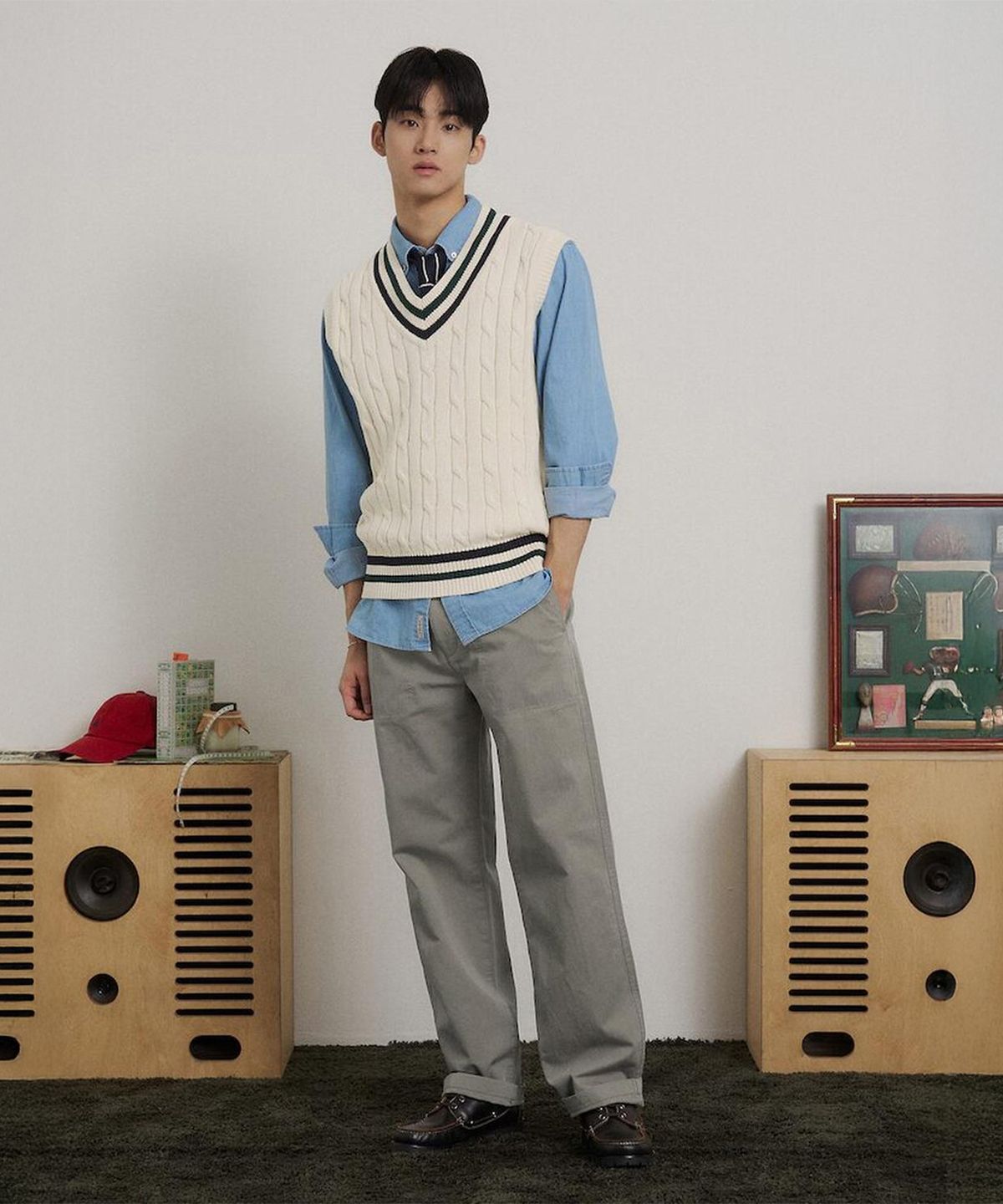빈폴 멘(BEANPOLE MEN) 퍼티그 세미와이드핏 치노 팬츠  카키