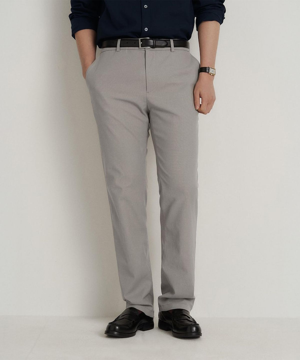 빈폴 멘(BEANPOLE MEN) 리넨 혼방 옥스포드 스탠다드핏 팬츠  베이지
