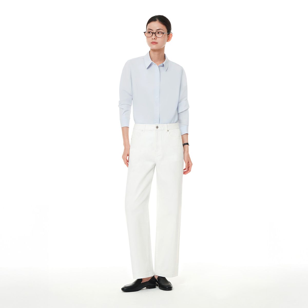 안다르(ANDAR) 에어데님 세미 와이드 팬츠(화이트)