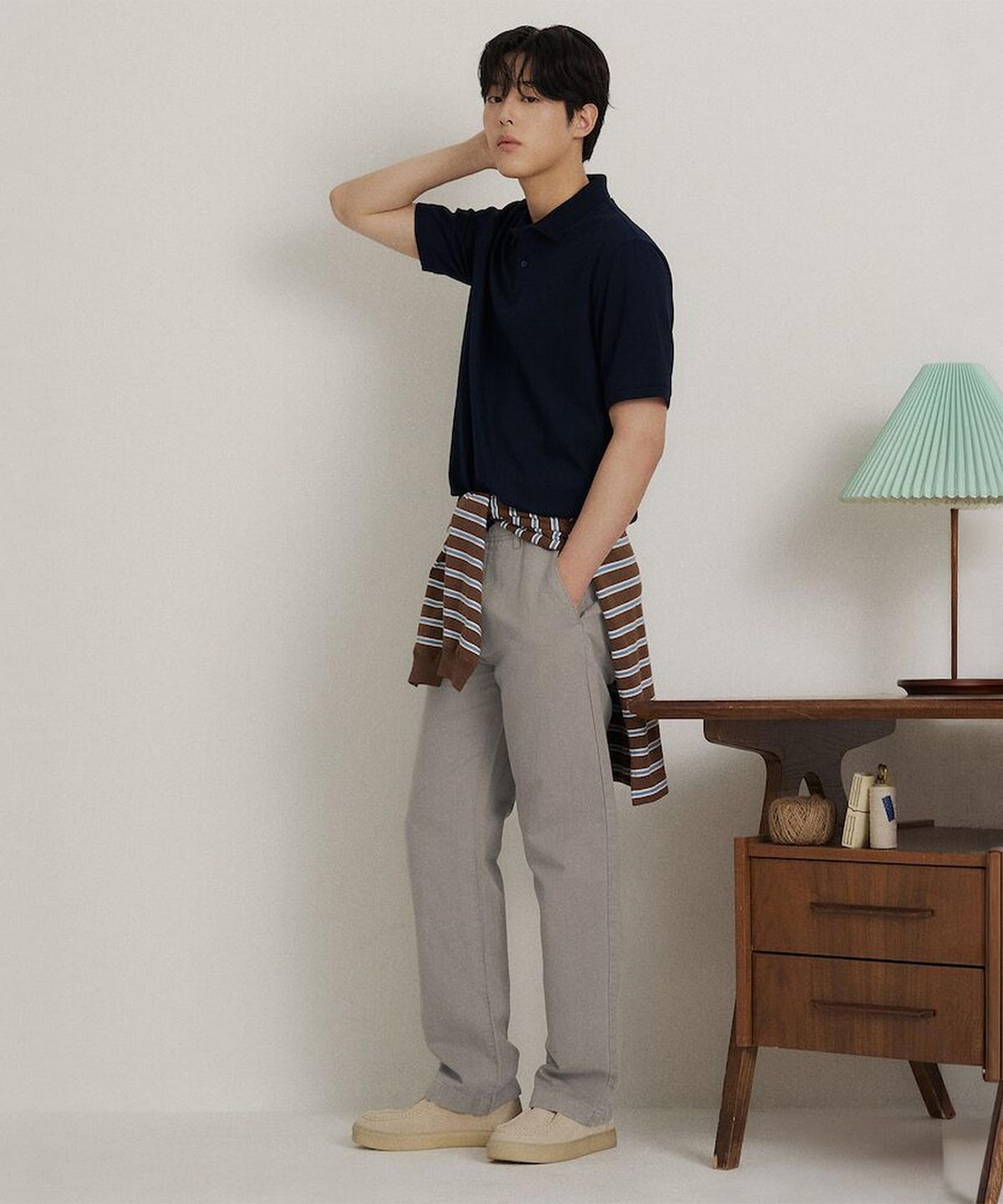 빈폴 멘(BEANPOLE MEN) 가먼트다잉 세미와이드 팬츠  베이지