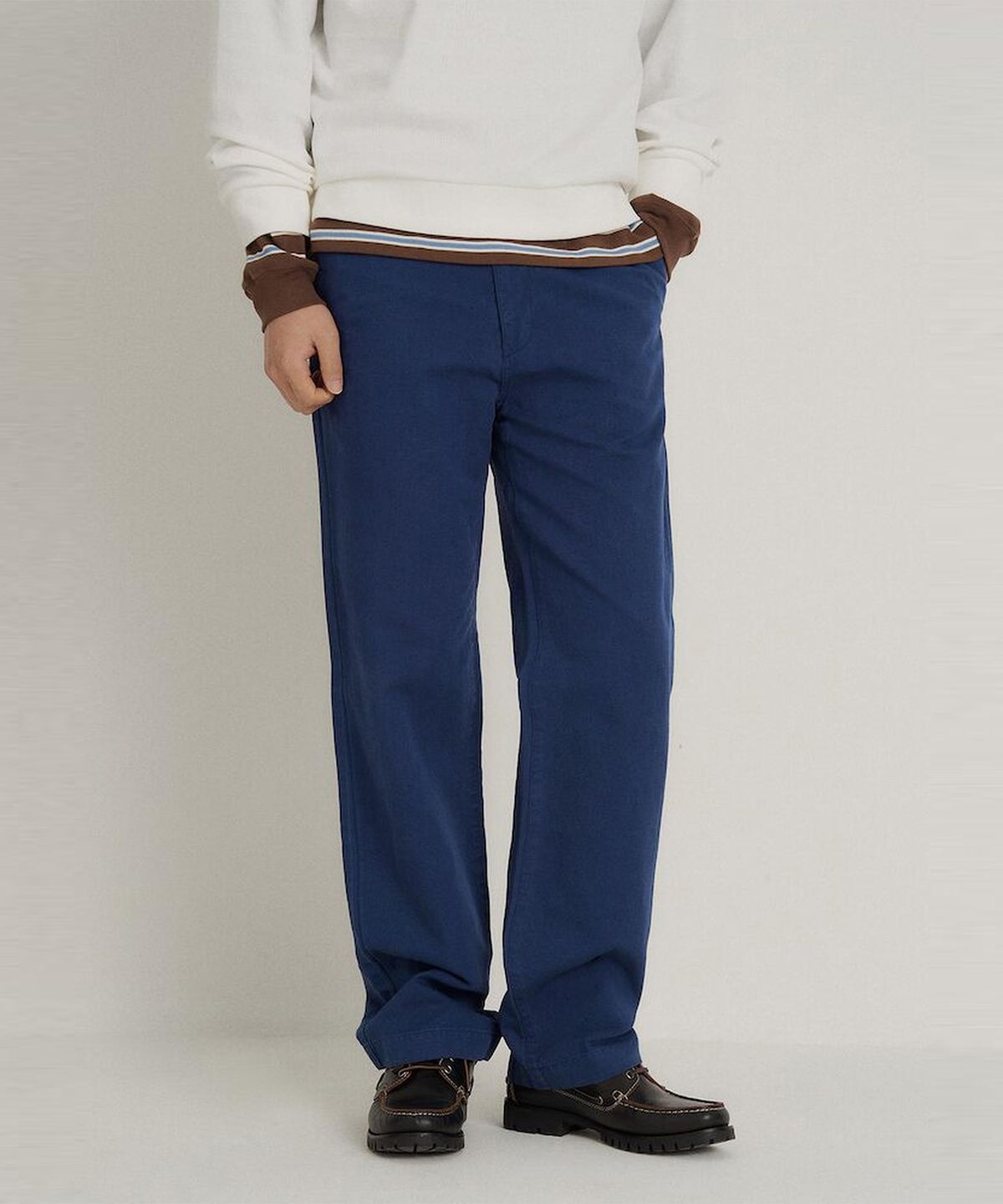 빈폴 멘(BEANPOLE MEN) 가먼트다잉 세미와이드 팬츠  블루