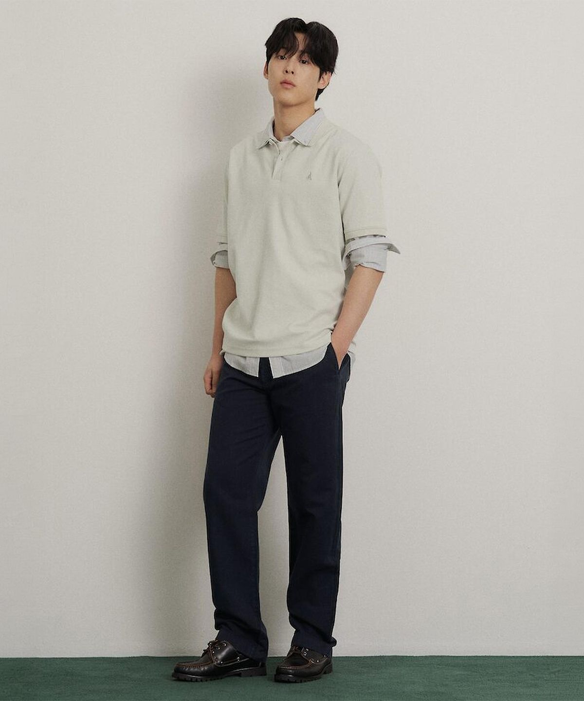 빈폴 멘(BEANPOLE MEN) 가먼트다잉 세미와이드 팬츠  네이비