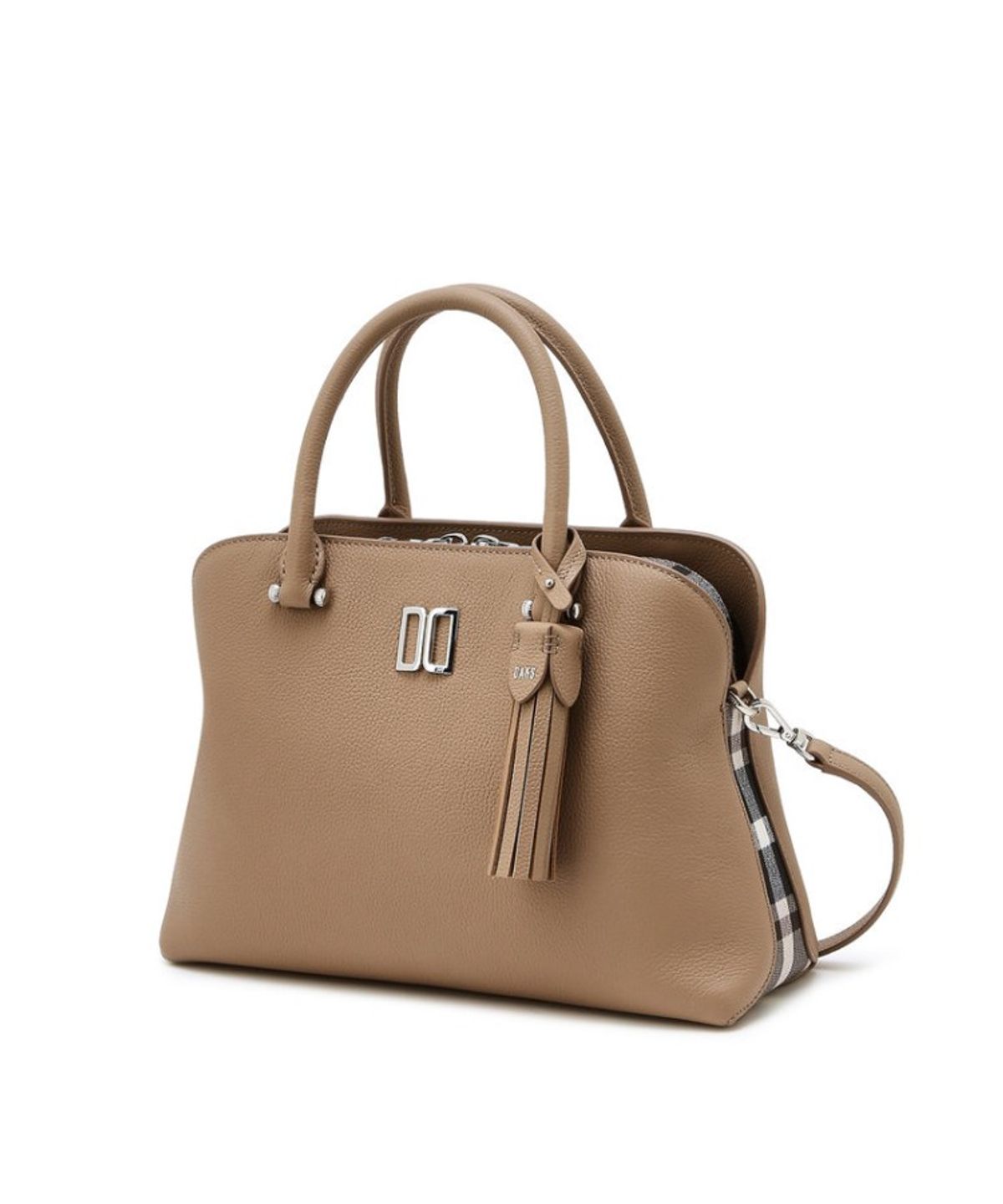닥스 여성 액세서리(DAKS WOMENS ACCESSORIES) 베이지 DD로고 가죽 토트백_DCBA6E760I2
