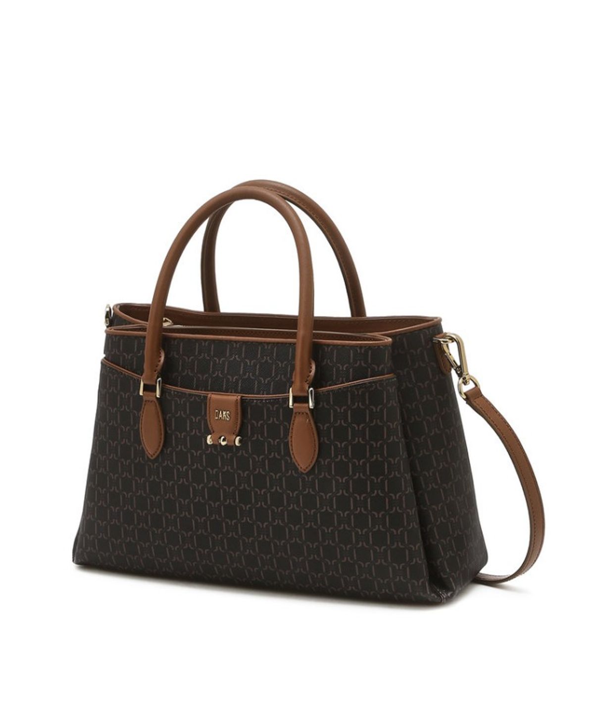 닥스 여성 액세서리(DAKS WOMENS ACCESSORIES) 브라운 DD 패턴 가죽 토트백_DCBA6E873W3